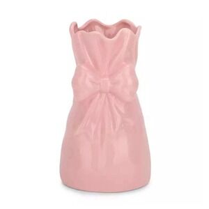 New! Light Pink Ceramic Bow Vase, 10.5 in.